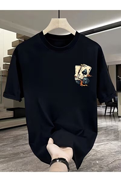 SB BİANCO Playing Card and Dice B Printed O Oversized T-Shirt – Unisex Streetwear Design