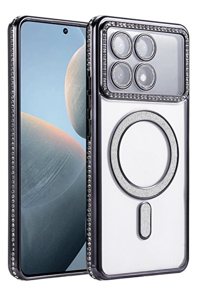 cepmoda Xiaomi Poco'X6 Pro' Rhinestone Glitter Magsafe Phone Case - Lens Protected Luxury Cover - Black