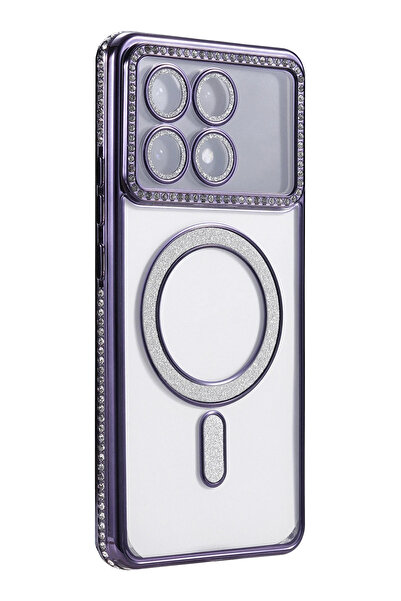 cepmoda Xiaomi Poco'X6 Pro' Rhinestone Glitter Magsafe Phone Case - Lens Protected Luxury Cover - Deep Purple