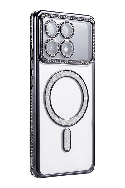 cepmoda Xiaomi Poco'X6 Pro' Rhinestone Glitter Magsafe Phone Case - Lens Protected Luxury Cover - Black