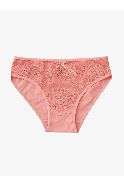 IPL Γυναικεία εσώρουχα, Γυναικεία εσώρουχα με δαντέλα, βαμβακερά σετ 3 τεμαχίων (σομόν κόκκινο λευκό)