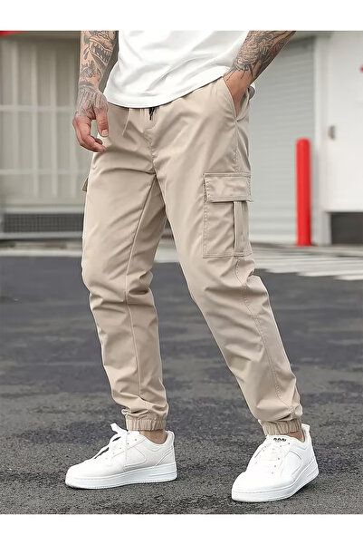 VIKUNYA Men's New Season Black Jogger Pants Cargo Pants with Side Pockets