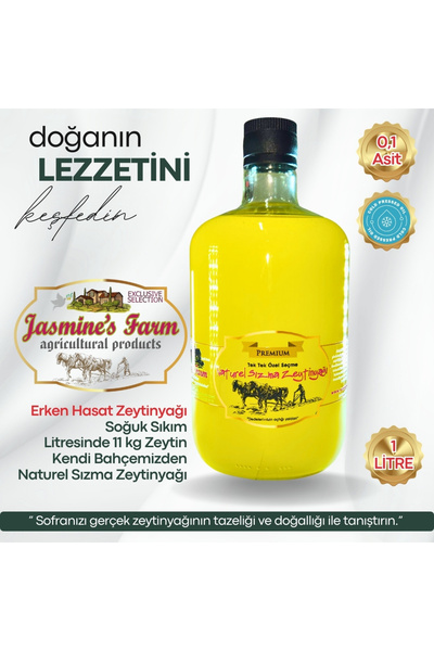 Jasmine's Farm Naturel Sızma Ultra Premium Zeytinyağı 1 Litre – 0,1 Asit, 224...
