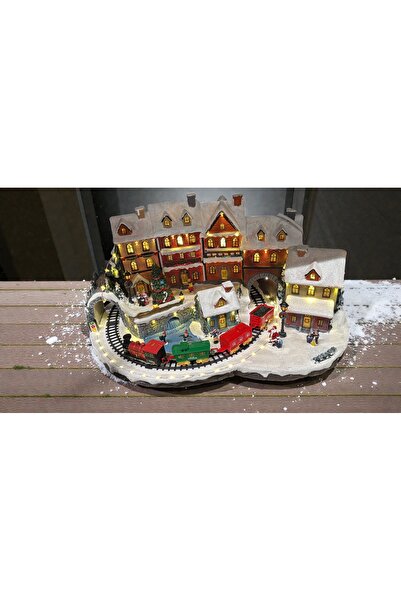 Home Luminous and Musical Christmas Village with Animated Train 60 x 33 x 50 cm