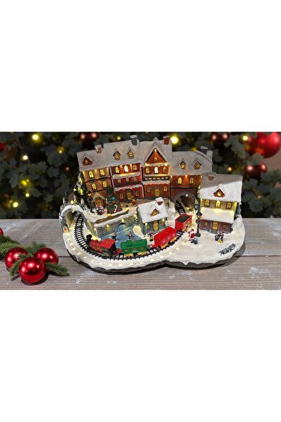 Home Luminous and Musical Christmas Village with Animated Train 60 x 33 x 50 cm