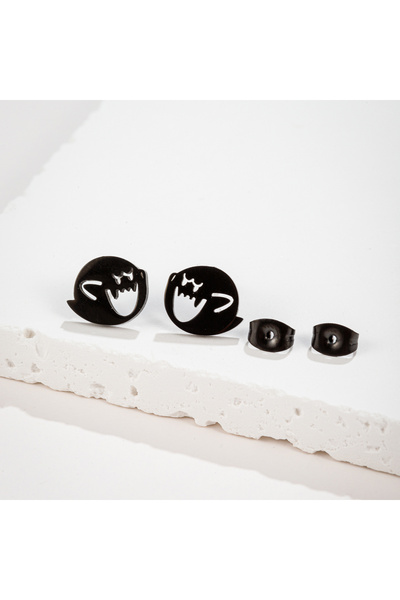 Choice GED705B 1 Pair Stainless Steel Cute Cartoon Earrings Stud Black Funny ...