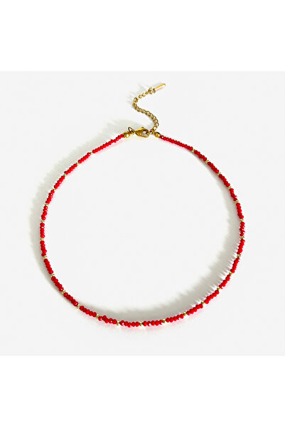 Choice Red Peri'sbox Boho Colorful Acrylic Beaded Chain for Women 18K Gold Pl...
