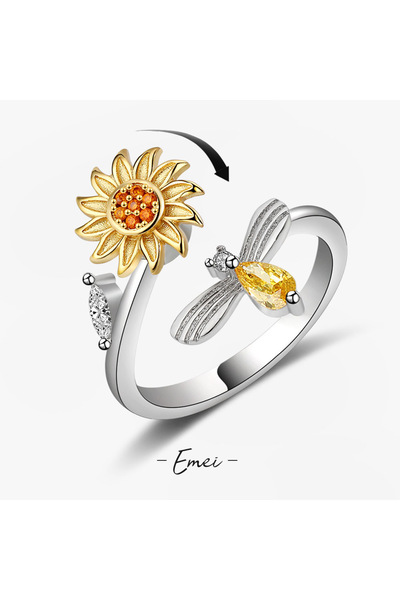 Choice JZ3805P-2-SL21 حلقات فيدجيت مضادة للتوتر والقلق للنساء، مصنوعة من الفولاذ المقاوم للصدأ، بتصميم دوار على شكل دوار الشمس ونجمة الشمس