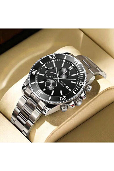 Choice ساعة رجالية فاخرة باللون الفضي والأسود للأعمال، ساعة رجالية كوارتز فضي...