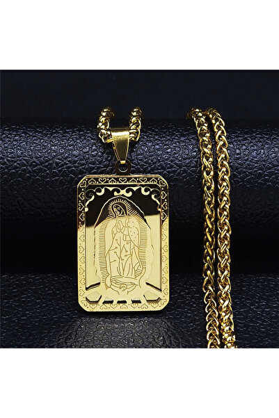 Choice قلادة ميدالية هيب هوب للسيدة العذراء مريم من غوادالوبي من الفولاذ المق...