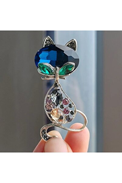 Choice بروش على شكل قطة مرصع بأحجار الراين الكريستالية، قلادة على شكل قطة، دب...