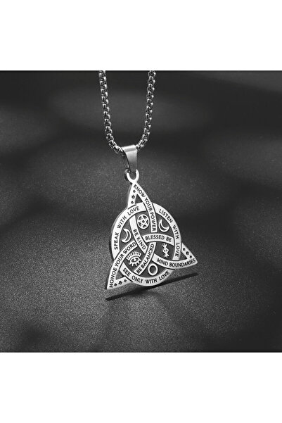 Choice AL4578- قلادة فضية من الفولاذ المقاوم للصدأ بتصميم عقدة سلتيك أيرلندية للحظ السعيد، تميمة قمر ساحرة، مجوهرات حماية