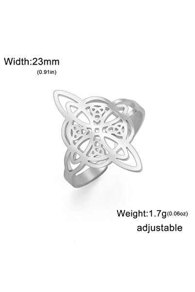 Choice خاتم عقدة سلتيك فضي قابل للتغيير في الحجم وفتحة من الفولاذ المقاوم للص...