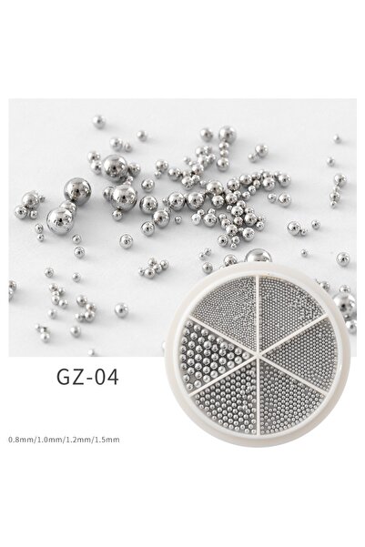 Choice GZ-04 Gray 6 Grids Nail Art Tiny Steel Caviar Beads 0.8-1.5mm Mixed Size 3D Design Rose Gold Silver