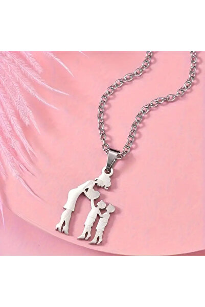Choice قلادة قلب للأم والطفل من الفولاذ المقاوم للصدأ على شكل أم وابنها، قلادات على شكل شخصية الأم والابن والابنة