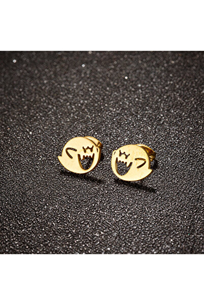 Choice GED705G 1 Pair Stainless Steel Cute Cartoon Earrings Stud Black Funny ...