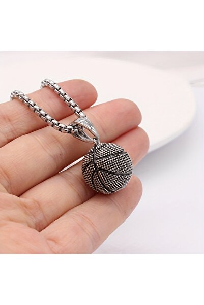 Choice قلادة كرة السلة الفضية المهيمنة للرجال من الفولاذ المقاوم للصدأ