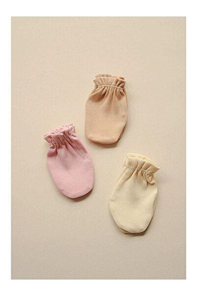 LC Waikiki 3-Piece Cream-Beige-Pink Newborn Gloves Model 6
