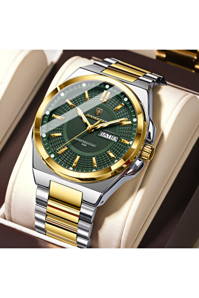 choice2 896 Gold Green Luxury Men's Wristwatch Stainless Steel Date Week Man ...