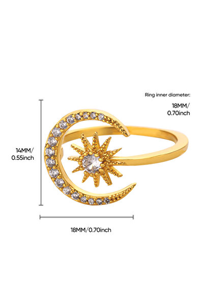 Choice JZ6863G خواتم هلال قمرية أنيقة مرصعة بالزركون للنساء من الفولاذ المقاو...