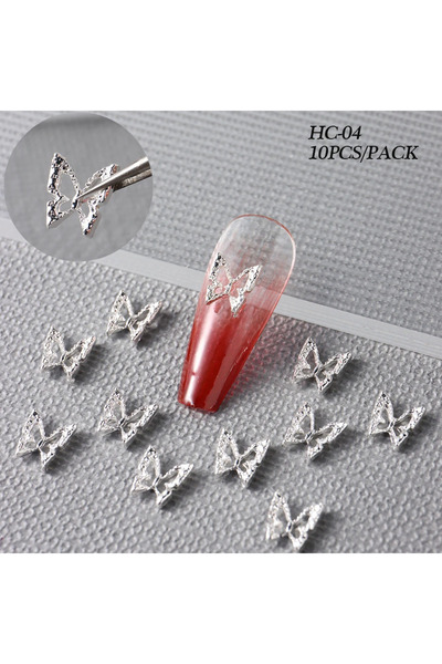 Choice ZY-04 10 قطع أظافر على شكل فراشة أحجار الراين الفضية الذهبية سحر الأظا...