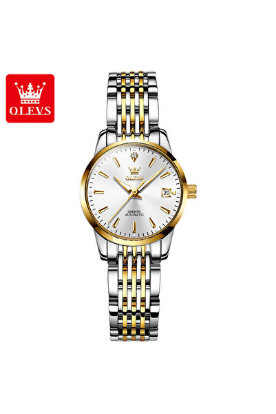 Choice Woman Gold White OLEVS 6635 Luxury Brand Ladies Watch Automatic Mechanical Wristwatch Waterproof Sta