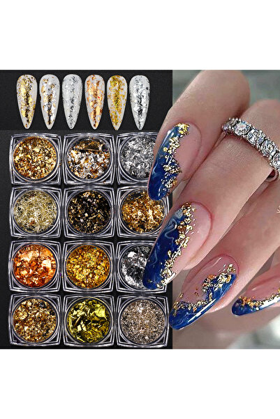Choice F-194 رقائق ذهبية فضية أظافر رائعة لامعة رقائق ألومنيوم عشوائية تصميم ...