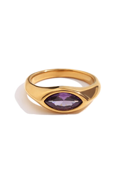 Choice خاتم ختم من الزركون الأرجواني على شكل عين حصان من إي. بي. بيل، مصنوع م...