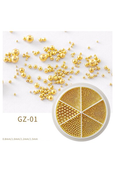 Choice GZ-01 Golden 6 Grids Nail Art Tiny Steel Caviar Beads 0.8-1.5mm Mixed Size 3D Design Rose Gold Silve