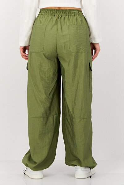 PROMOD Women Regular Fit Plain Cargo Pants, Sage Green