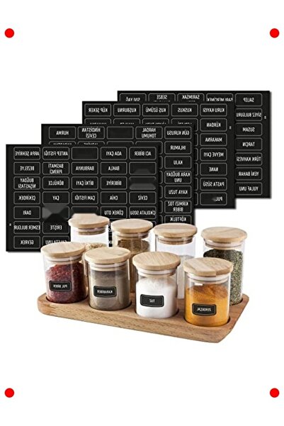 232premiumquality 140 Pieces Black Waterproof Spice Label Set
