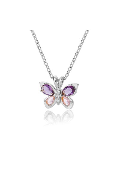 Choice قلادة فراشة ذهبية اللون للنساء مصنوعة من الفولاذ المقاوم للصدأ ومرصعة ...