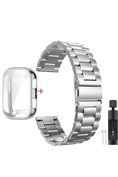Choice لساعة Amazfit Bip 6 سوار معدني فضي اللون + جراب لساعة Bip 6 سوار من ال...