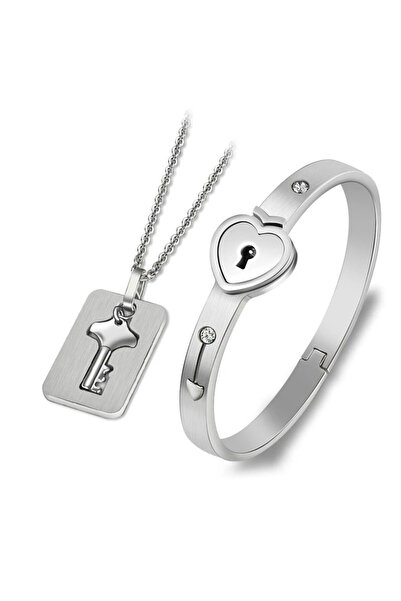 Choice Silver Plated Couple Jewelry Stainless Steel Bracelet Love Heart Lock ...
