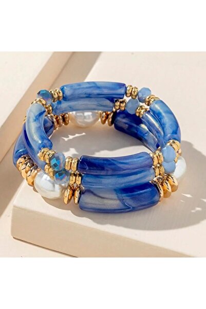 Choice مجموعة من 3 قطع من سوار مطاطي من الراتينج بتصميم عتيق من الخيزران الأز...