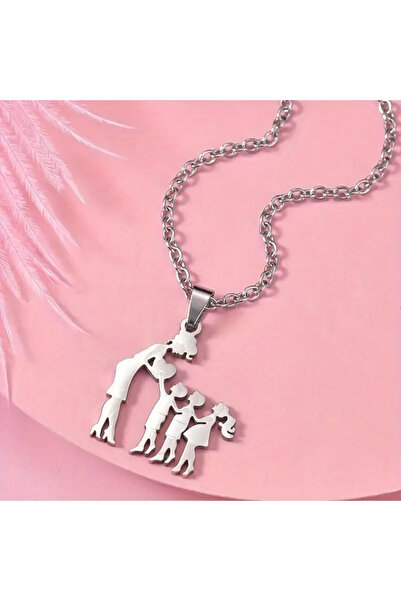 Choice قلادة على شكل قلب للأم والطفل من الفولاذ المقاوم للصدأ، مصنوعة من مادة 2 ابن وبنت، قلادات على شكل شخصية الأم والابن والابنة