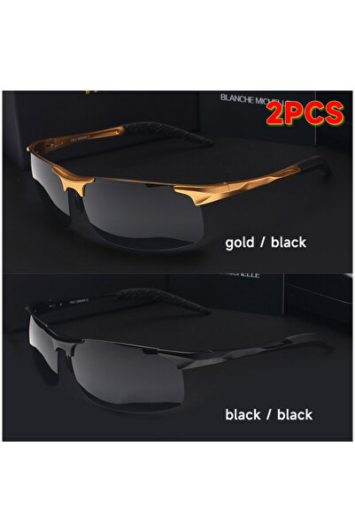 Choice gold black High Quality Ultra-Light Aluminum Magnesium Sport Sunglasses Polarized Men UV400 Rectangl