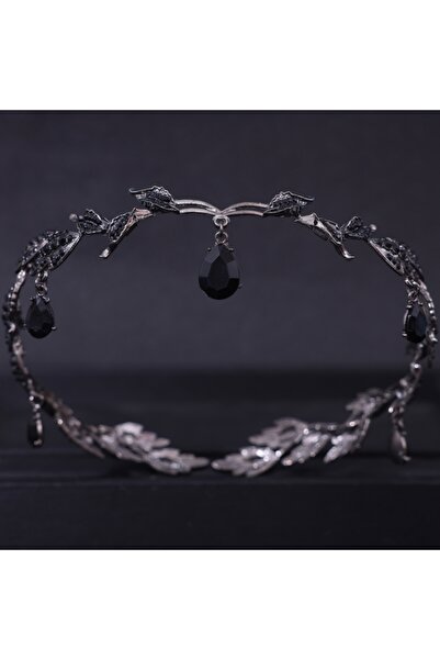 Choice تاج زفاف ملكي أسود عتيق من الباروك، تاج زفاف من الكريستال الذهبي وأحجا...