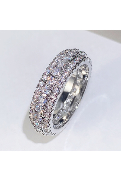 Choice 8 F1652 Huitan Sparkling Promise Rings with CZ Luxury Wedding Bands Accessories for Women Gold Color