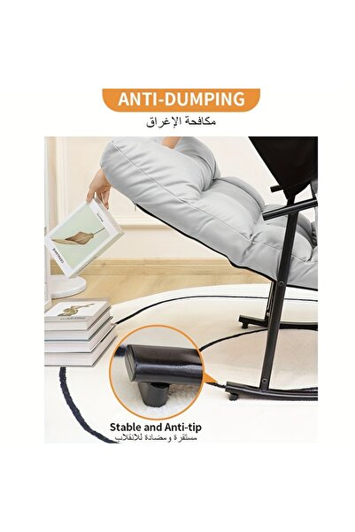 Roam shop Modern Upholstered Rocking Chair, Leisure Rocking Chair, Comfy Rocker with Safe Metal Base (Grey)