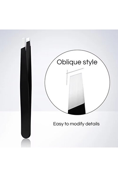Choice3 Black Oblique Style Professional Stainless Steel Precision Tweezer - ...