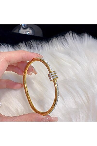 Choice Shape F Elegant 8-piece Stainless Steel Bracelet Set With Rhinestone Embellishments, A Stylish Combi