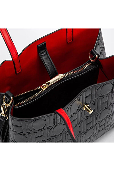 Ch chch New Luxury-Inspired Large-Capacity Embossed Shoulder Bag with Alphabet Pattern Design