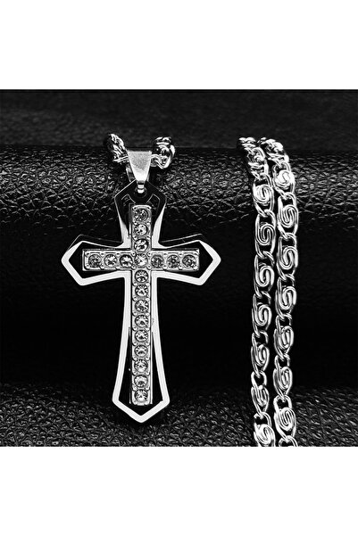 Choice A 50cm WZ SR Catholic Cross Amulet Crystal Pendant Men Chain Necklace ...