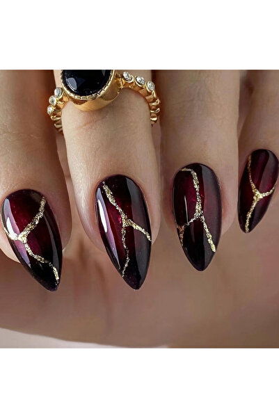 Choice QHW524 24 قطعة أظافر فرنسية طويلة ذهبية بسيطة مع 1 جيلي جل و 1 مبرد أظافر