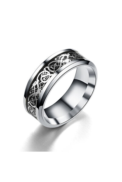 Choice 10 فضي أسود كلاسيكي 8 مم أسود من التنجستن لحفلات الزفاف سلتيك التنين ل...