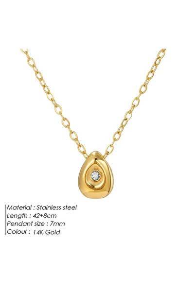 Choice قلادة نسائية ذهبية اللون من الفولاذ المقاوم للصدأ مطلية بالذهب على شكل قطرة ماء، مجوهرات راقية قابلة للتعديل، قصيرة A