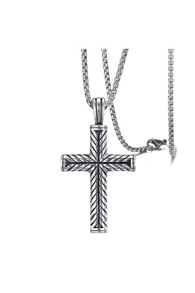 Choice قلادة فضية للرجال بتصميم صليب عتيق من الفولاذ التيتانيوم، قلادة من الف...