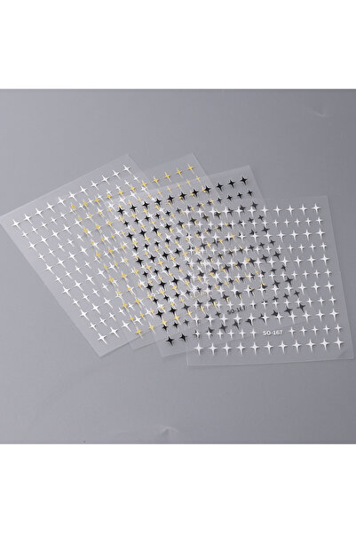 Choice SO-167 4 قطع ملصقات أظافر ثلاثية الأبعاد ذهبية فضية على شكل نجمة برونز...