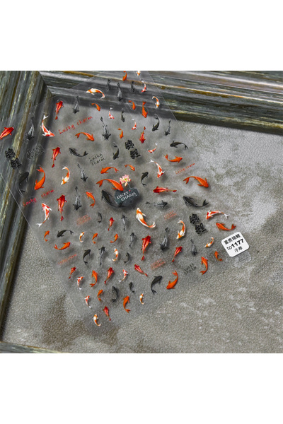 NAILFYOU 1 قطعة to1177 ملصقات أظافر 5D غنية ذهبية على شكل سمكة اللوتس وشرائط ...